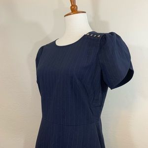 Loft Navy Pinstriped Dress NWT